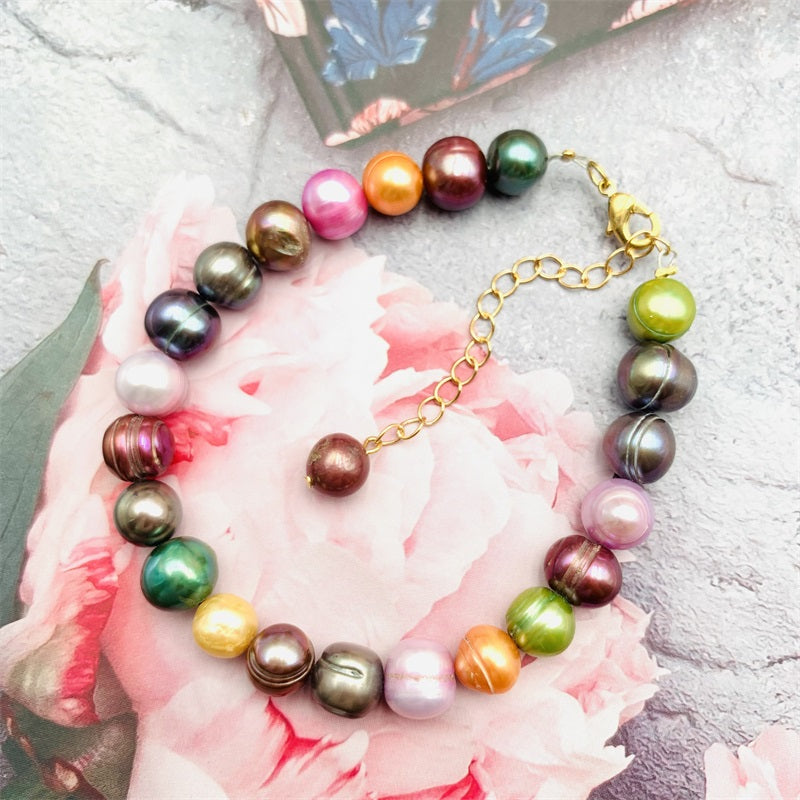 10 Years of Natural Freshwater Cultured Rainbow Pearl Bracelet (Baroque)