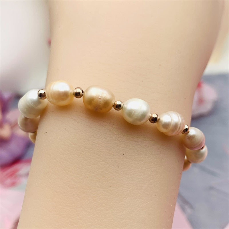 10 Years of Natural Freshwater Cultured Pearl Bracelet Traditional Style (Dazzling Colorful)