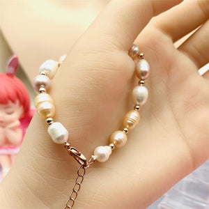 10 Years of Natural Freshwater Cultured Pearl Bracelet Traditional Style (Dazzling Colorful)