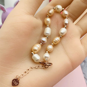 10 Years of Natural Freshwater Cultured Pearl Bracelet Traditional Style (Dazzling Colorful)