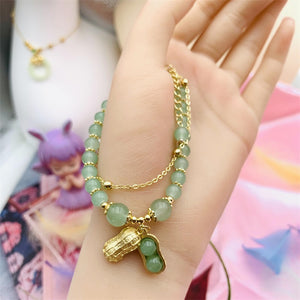 HeTian Jade Bracelet with Green Jade Peanuts