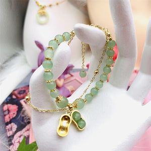 HeTian Jade Bracelet with Green Jade Peanuts