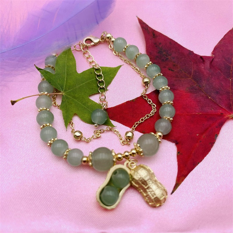 HeTian Jade Bracelet with Green Jade Peanuts