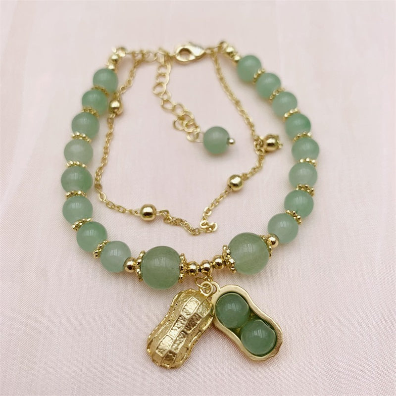 HeTian Jade Bracelet with Green Jade Peanuts