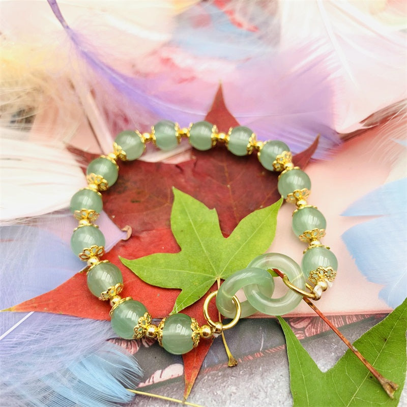 HeTian Jade Bracelet with Chain Rings