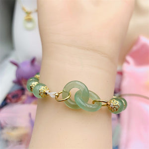 HeTian Jade Bracelet with Chain Rings