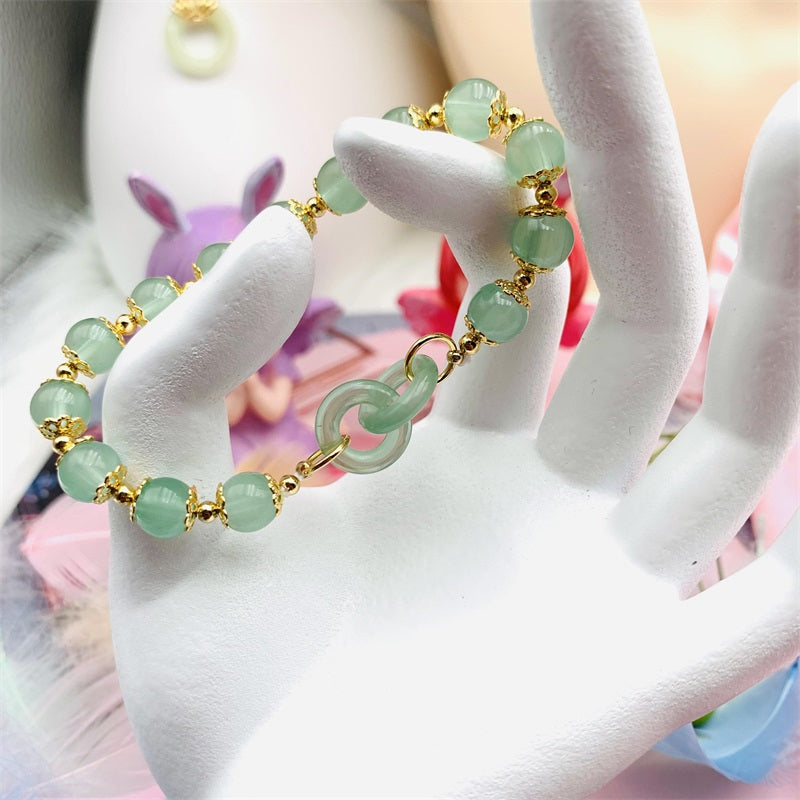 HeTian Jade Bracelet with Chain Rings