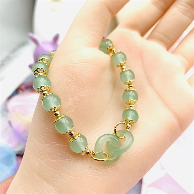 HeTian Jade Bracelet with Chain Rings