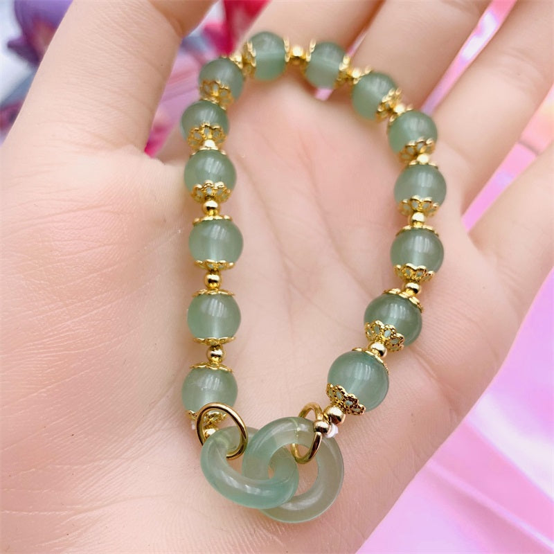 HeTian Jade Bracelet with Chain Rings