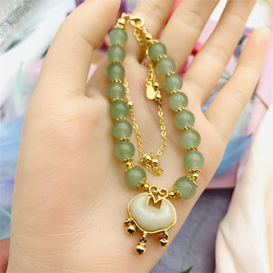 HeTian Jade Bracelet with Long Life Lock