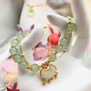 HeTian Jade Bracelet with Long Life Lock