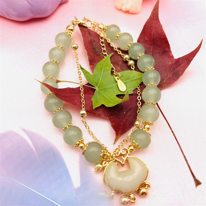 HeTian Jade Bracelet with Long Life Lock