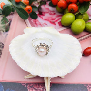 5 Years of Natural Freshwater Cultured Pearl Ring for woman Sunflower Style