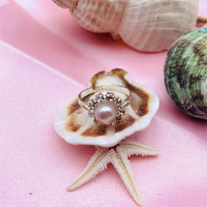 5 Years of Natural Freshwater Cultured Pearl Ring for woman Sunflower Style