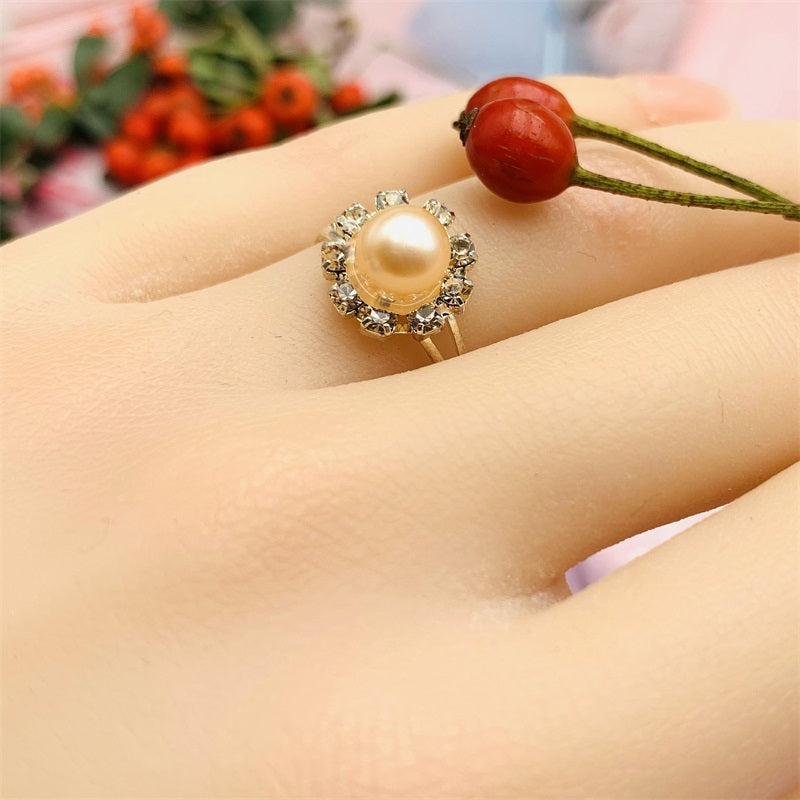 5 Years of Natural Freshwater Cultured Pearl Ring for woman Sunflower Style