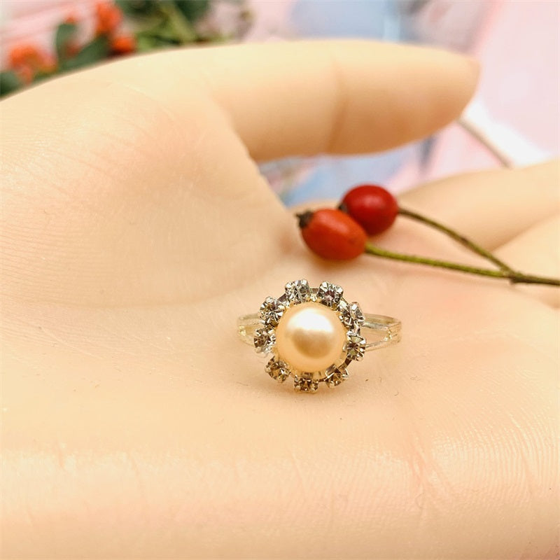 5 Years of Natural Freshwater Cultured Pearl Ring for woman Sunflower Style