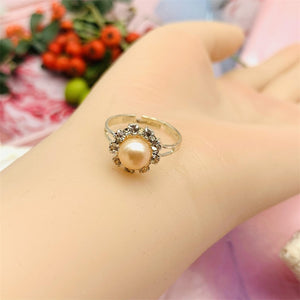 5 Years of Natural Freshwater Cultured Pearl Ring for woman Sunflower Style