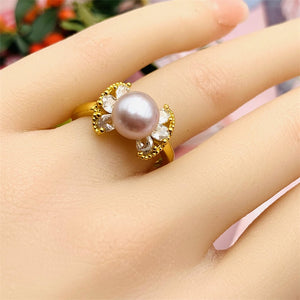 Silver 925 & 6 Years of Natural Freshwater Cultured Pearl Ring for woman Angel's Wings Style