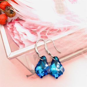 Silver 925 Pin with Austrian Crystal Baroque Leaf Earring by Simple Style