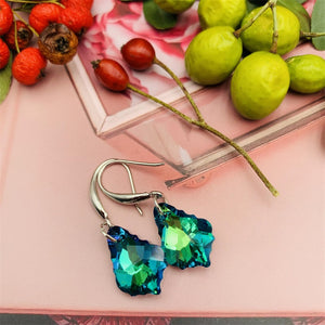 Silver 925 Pin with Austrian Crystal Baroque Leaf Earring by Simple Style