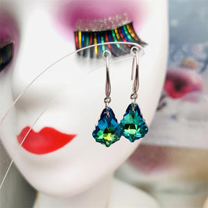 Silver 925 Pin with Austrian Crystal Baroque Leaf Earring by Simple Style