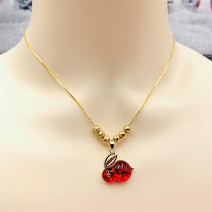 Silver 925 Plated Golden Natural Carnelian Bunny Necklace Ins Style