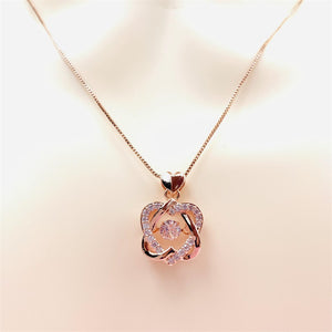 Beating Heart Silver 925 Women's Clavicle Moissanite Diamond Necklace with Rose Golden Double Heart by Light Luxury Style