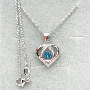 Beating Heart Silver 925 Women's Clavicle Moissanite Diamond Necklace with Ocean Heart by Light Luxury Style