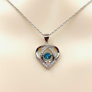 Beating Heart Silver 925 Women's Clavicle Moissanite Diamond Necklace with Ocean Heart by Light Luxury Style