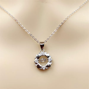 Beating Heart Silver 925 Women's Clavicle Moissanite Diamond Necklace with Silver Color Sun Flower by Light Luxury Style