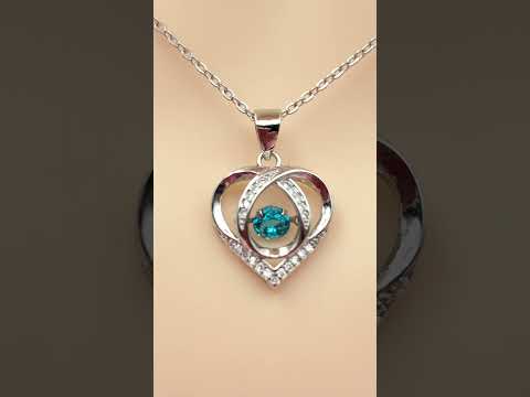 Beating Heart Silver 925 Women's Clavicle Moissanite Diamond Necklace with Ocean Heart by Light Luxury Style